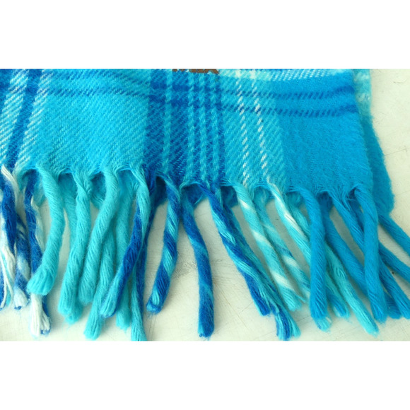Carnation Hot Cocoa Blue Plaid Throw Blanket 52 x 54" Promo Teal Blue Fringe - Picture 4 of 8